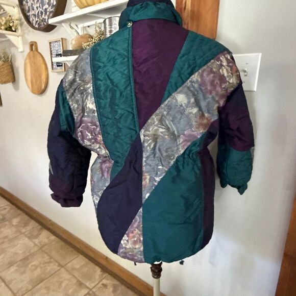Vintage innovations by Izzy 1990s women’s puffer coat size small iridescent flor - Picture 6 of 11